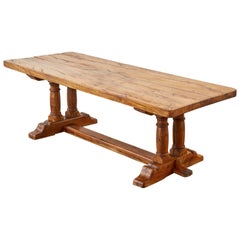 Country French Reclaimed Oak Farmhouse Trestle Dining Table