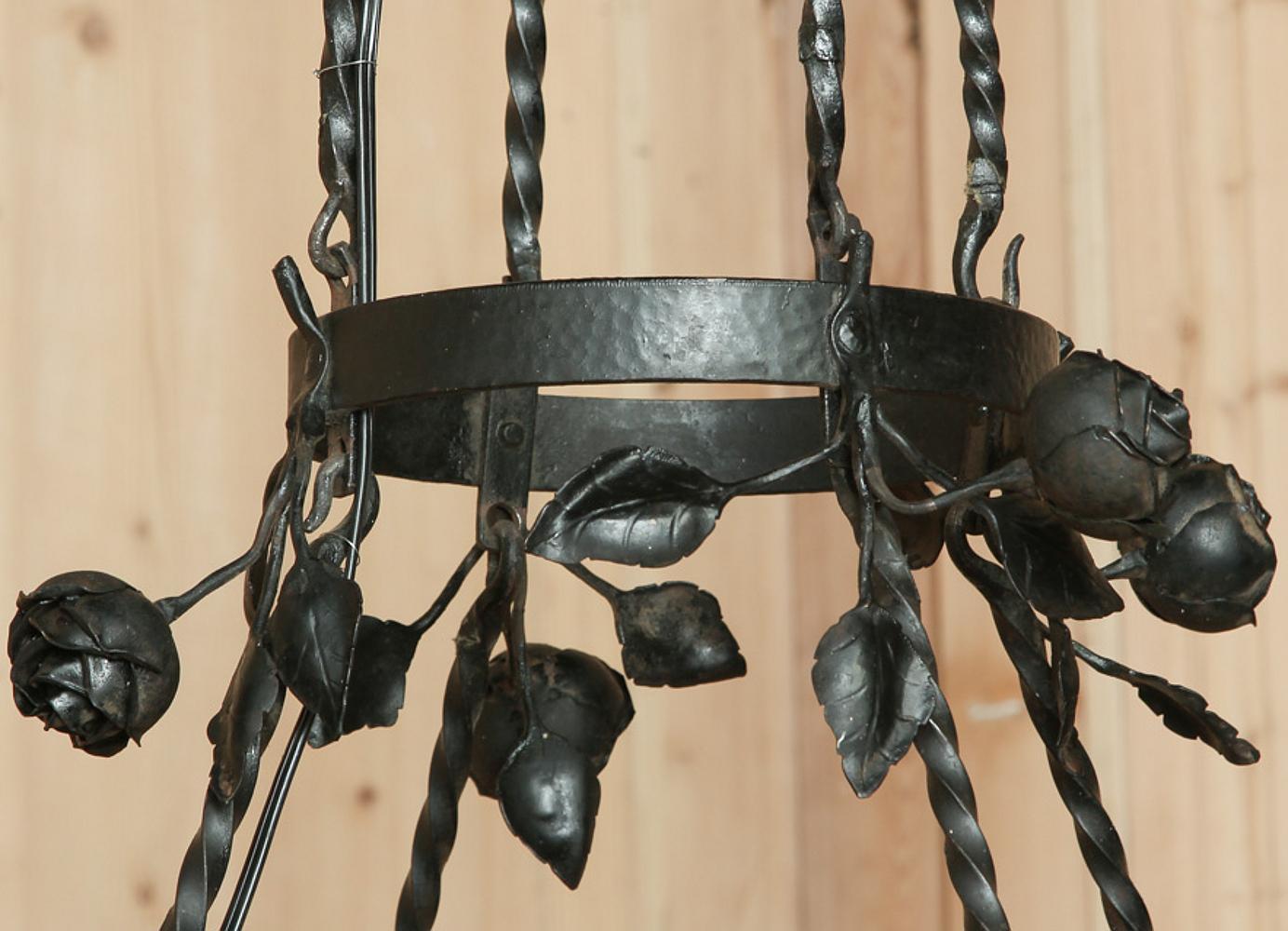 Country French Romantic Forged Iron Rose Chandelier 3