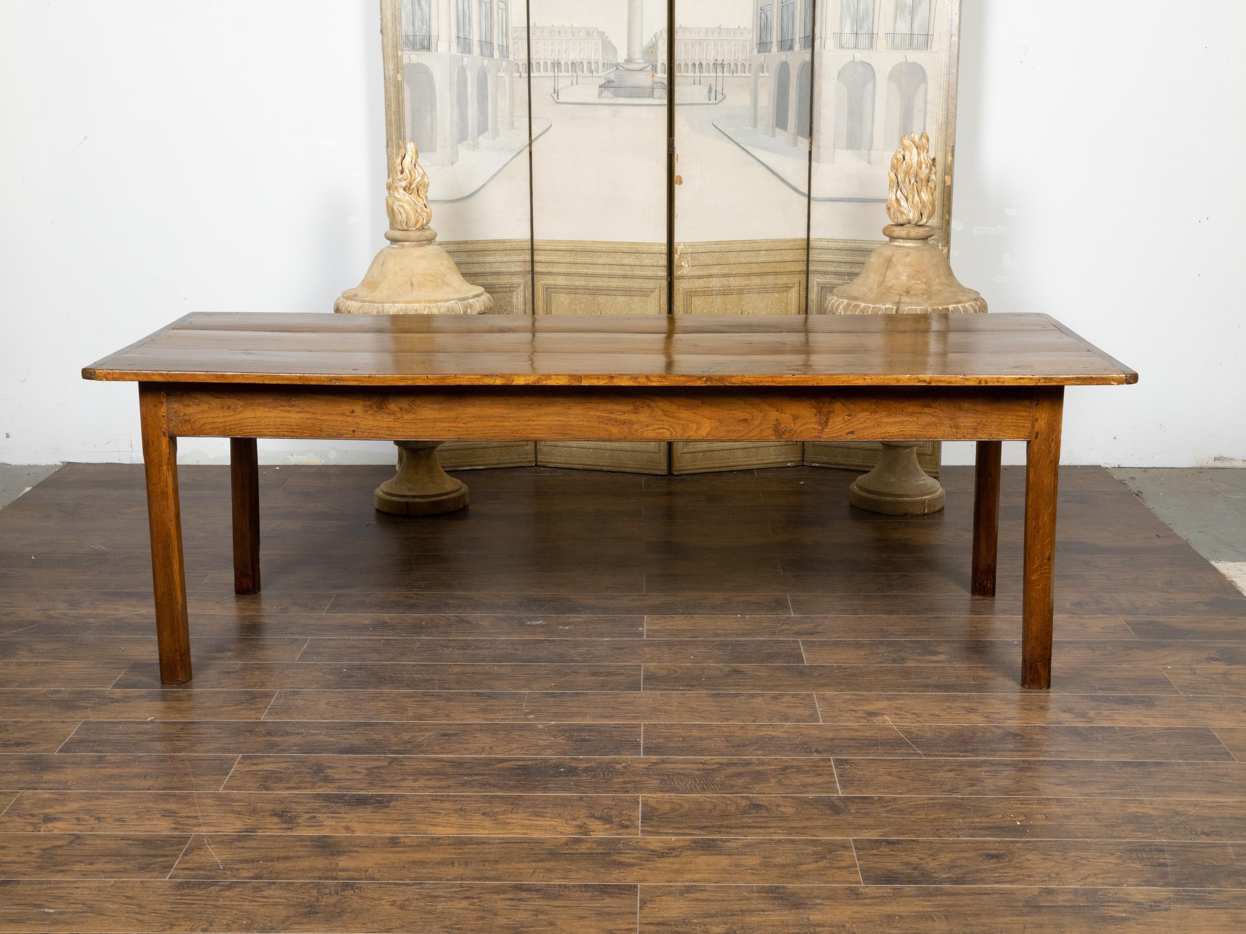 Country French Rustic Pine Farm Table with Straight Legs from the 19th Century In Good Condition For Sale In Atlanta, GA