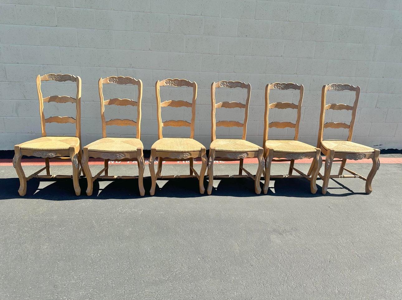 Country French Set of Eight Ladderback Dining Chairs 1