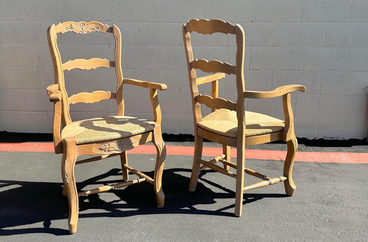 Country French Set of Eight Ladderback Dining Chairs For Sale 4