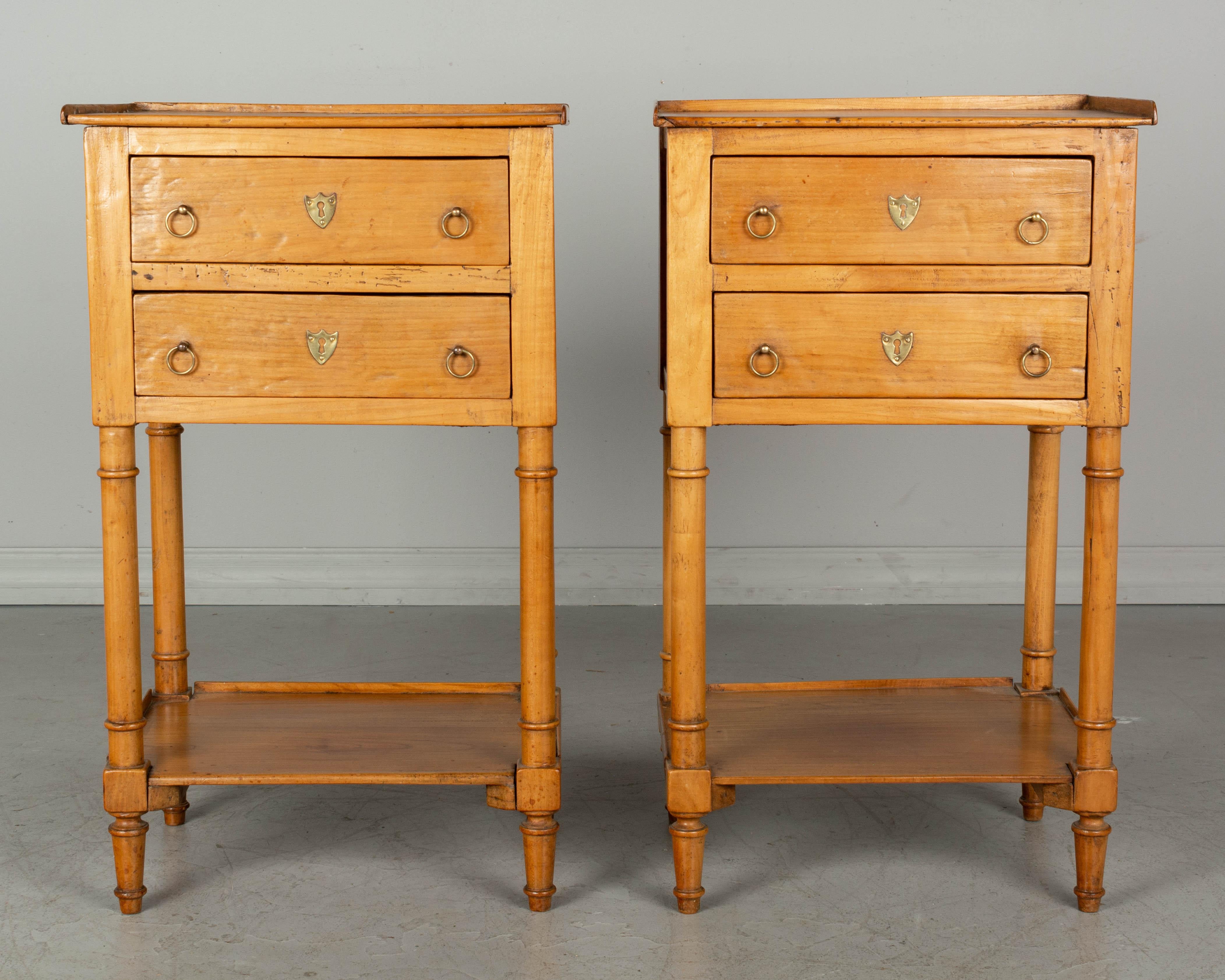 Louis Philippe Country French Side Tables or Nightstands, a Pair