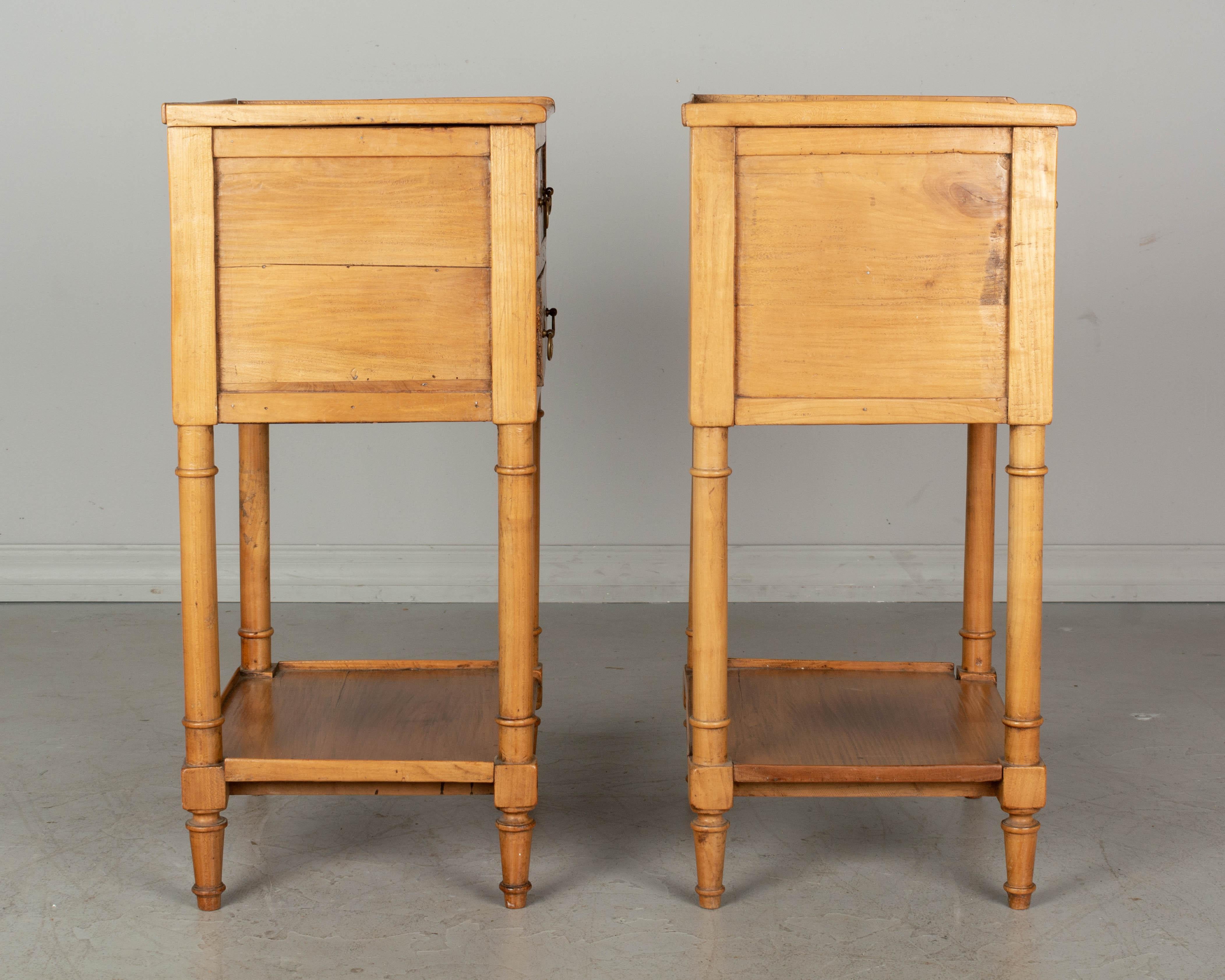 Cherry Country French Side Tables or Nightstands, a Pair