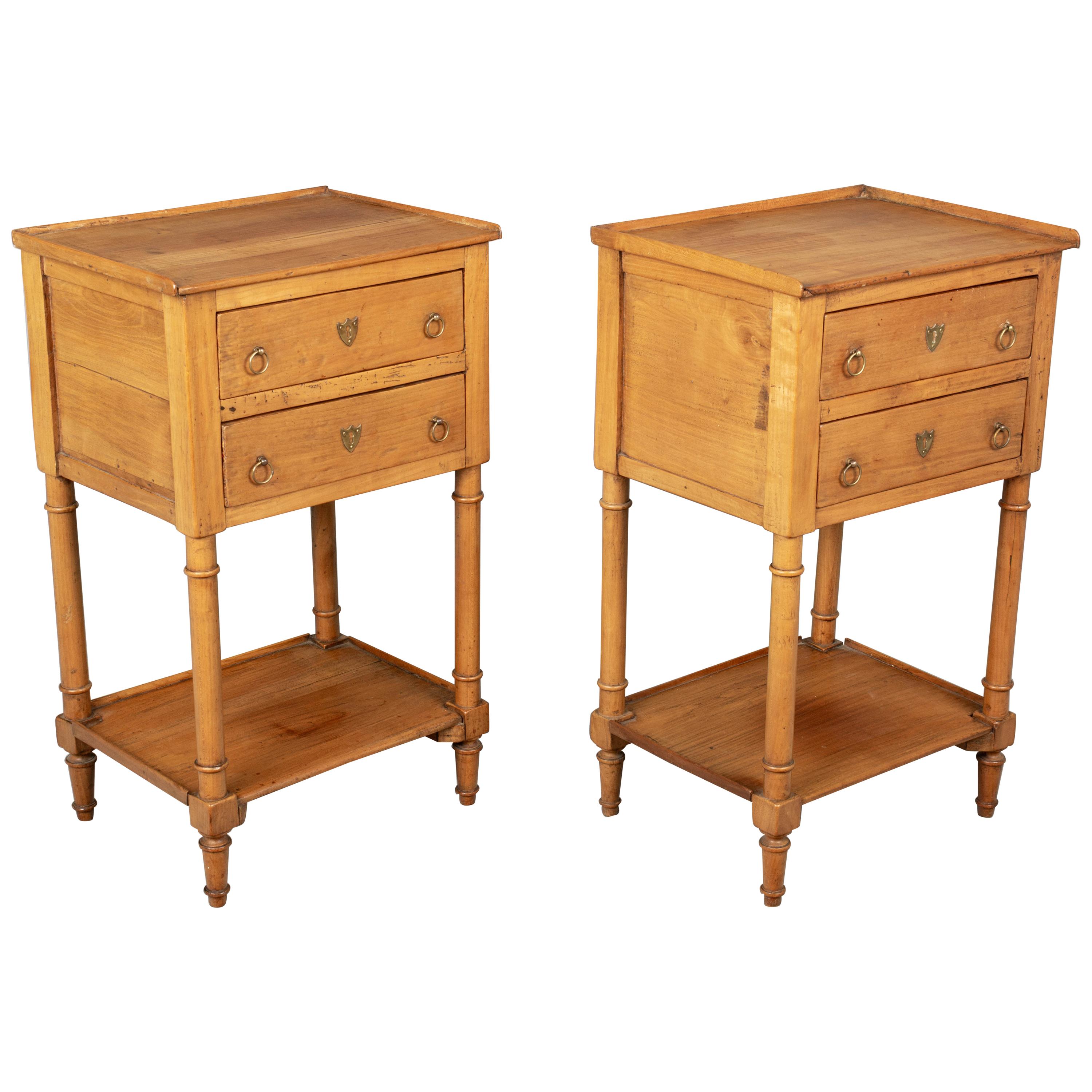 Country French Side Tables or Nightstands, a Pair