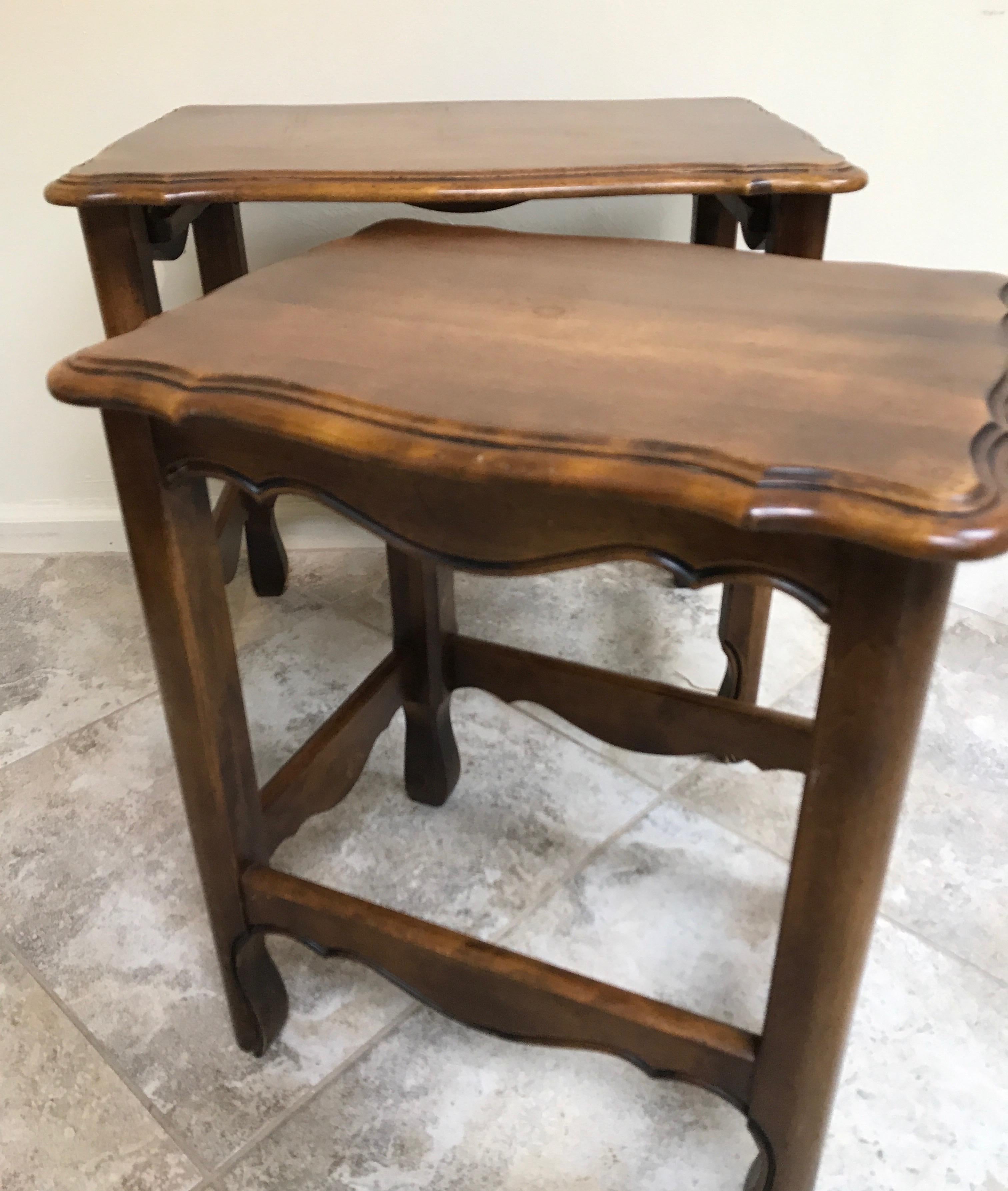 Wood Country French Stacking Tables For Sale
