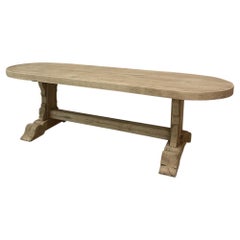 Country French Stripped Oak Dining Table with Trestle
