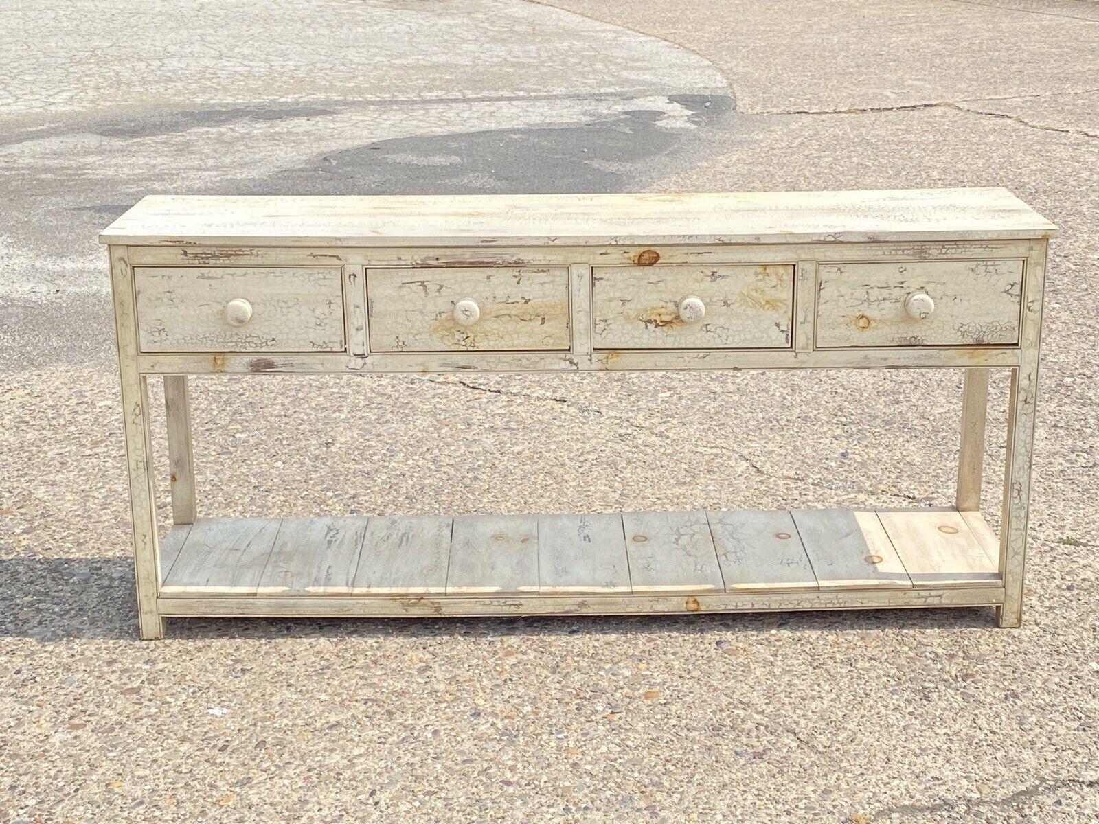 Französisches Barn Chic Weißes Sideboard mit 3 Schubladen im Landhausstil, lackiert 5