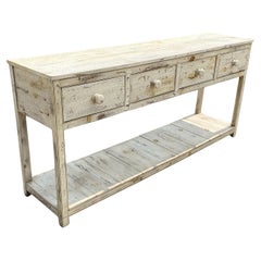 Country French Style Barn Chic White Distress Painted 3 Drawer Buffet Sideboard