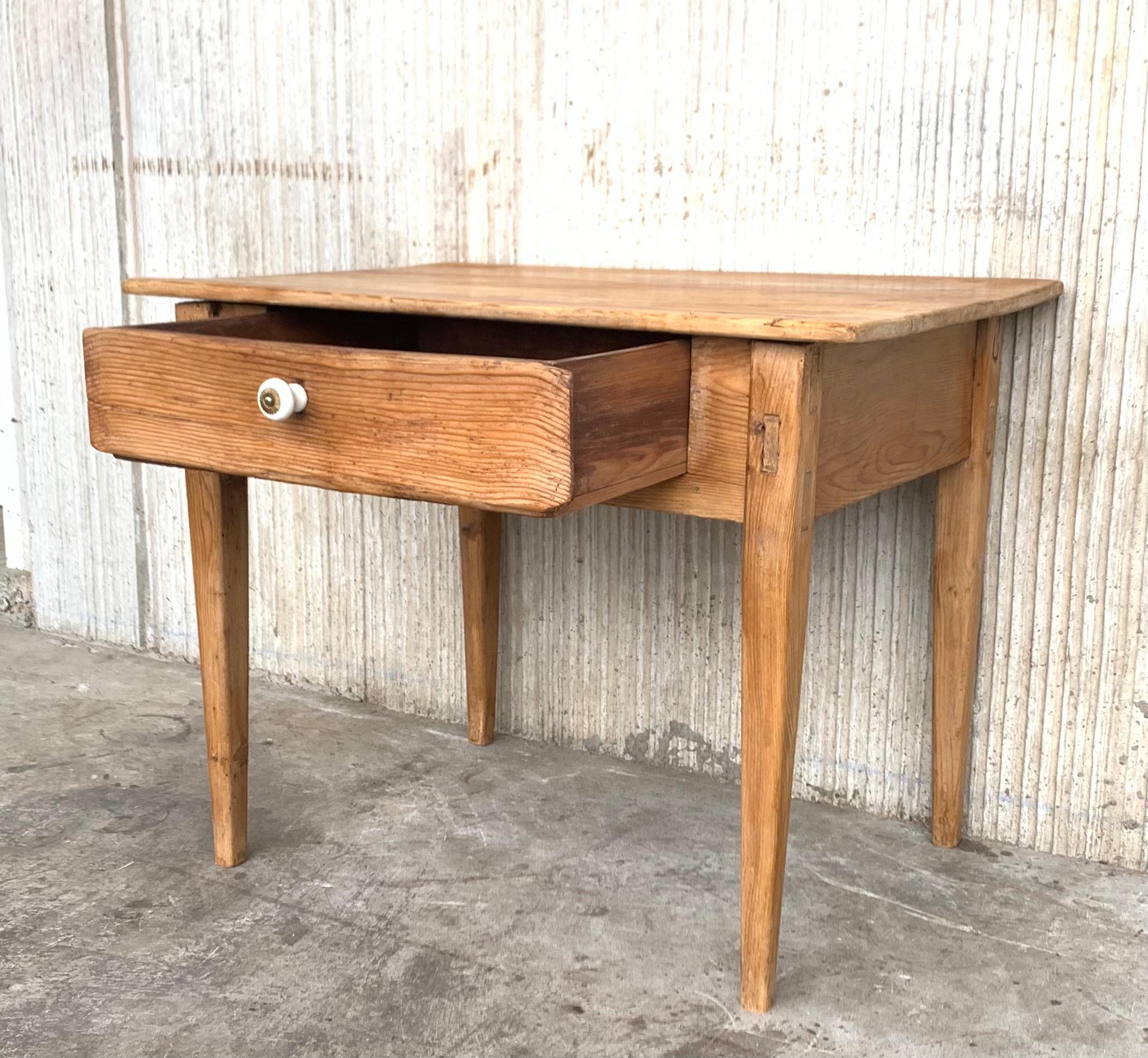 20th Century Country French Style Bleached Pine Farmhouse Side, Coffee or Nightstand Table