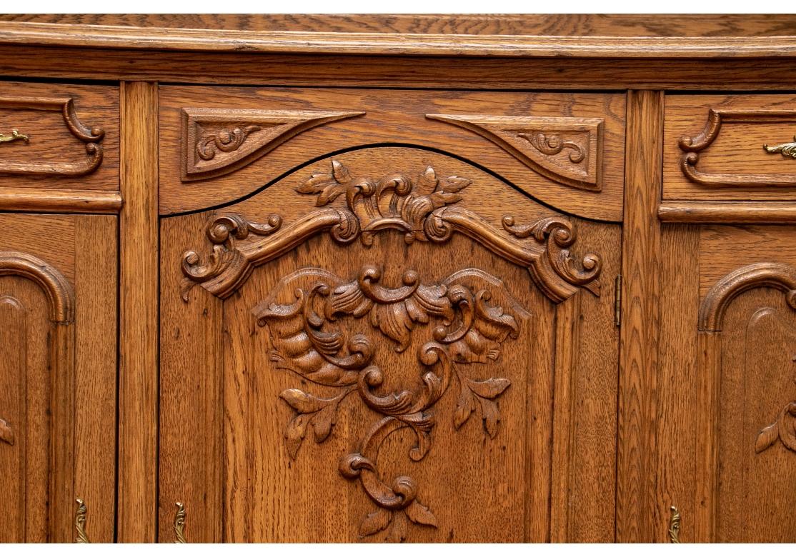Country French Style Carved Oak Step Back Cabinet For Sale 6