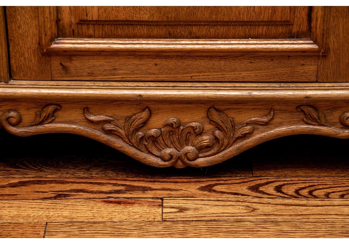 Country French Style Carved Oak Step Back Cabinet For Sale 2