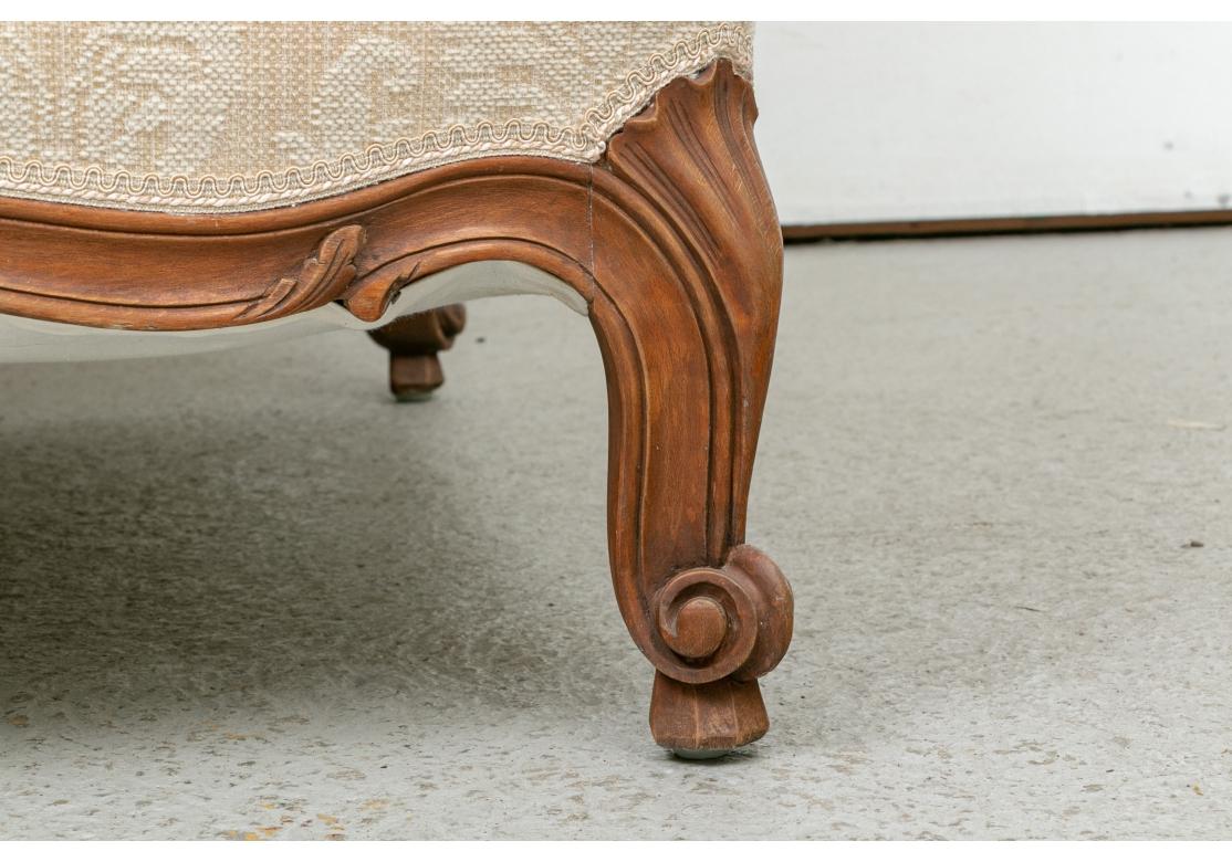 Fabric Country French Style Carved Walnut Loveseat For Sale