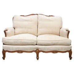 Vintage Country French Style Carved Walnut Loveseat