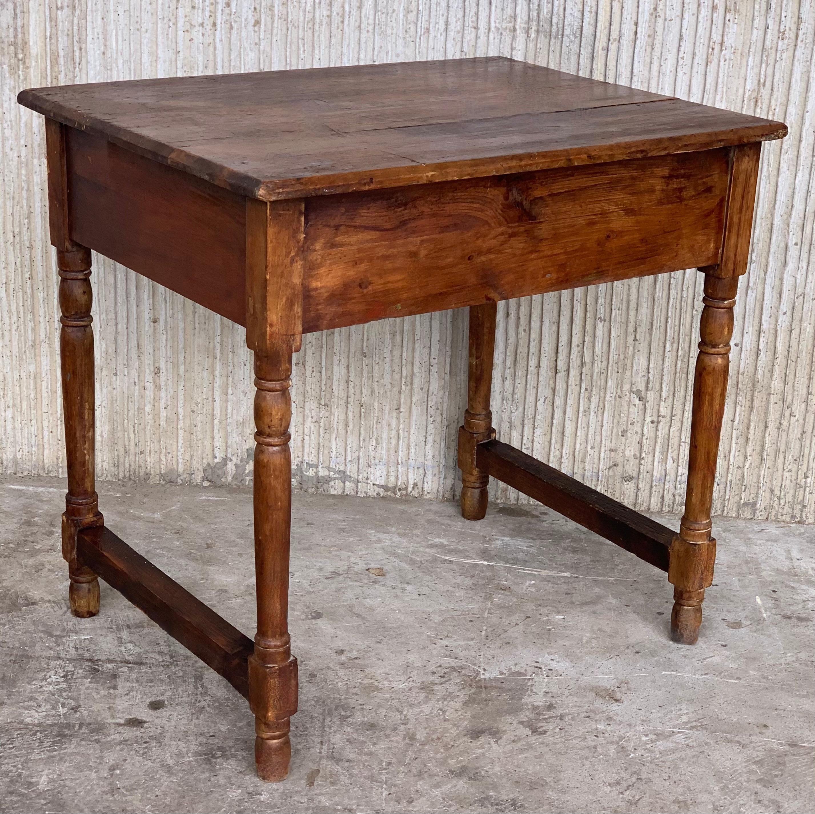 20th Century Country French Style Pine Farmhouse Side, Coffee or Nightstand Table with Drawer