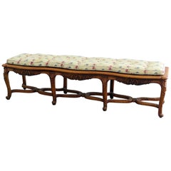 Vintage Long 8 Leg Cane Country French Style Window Bench