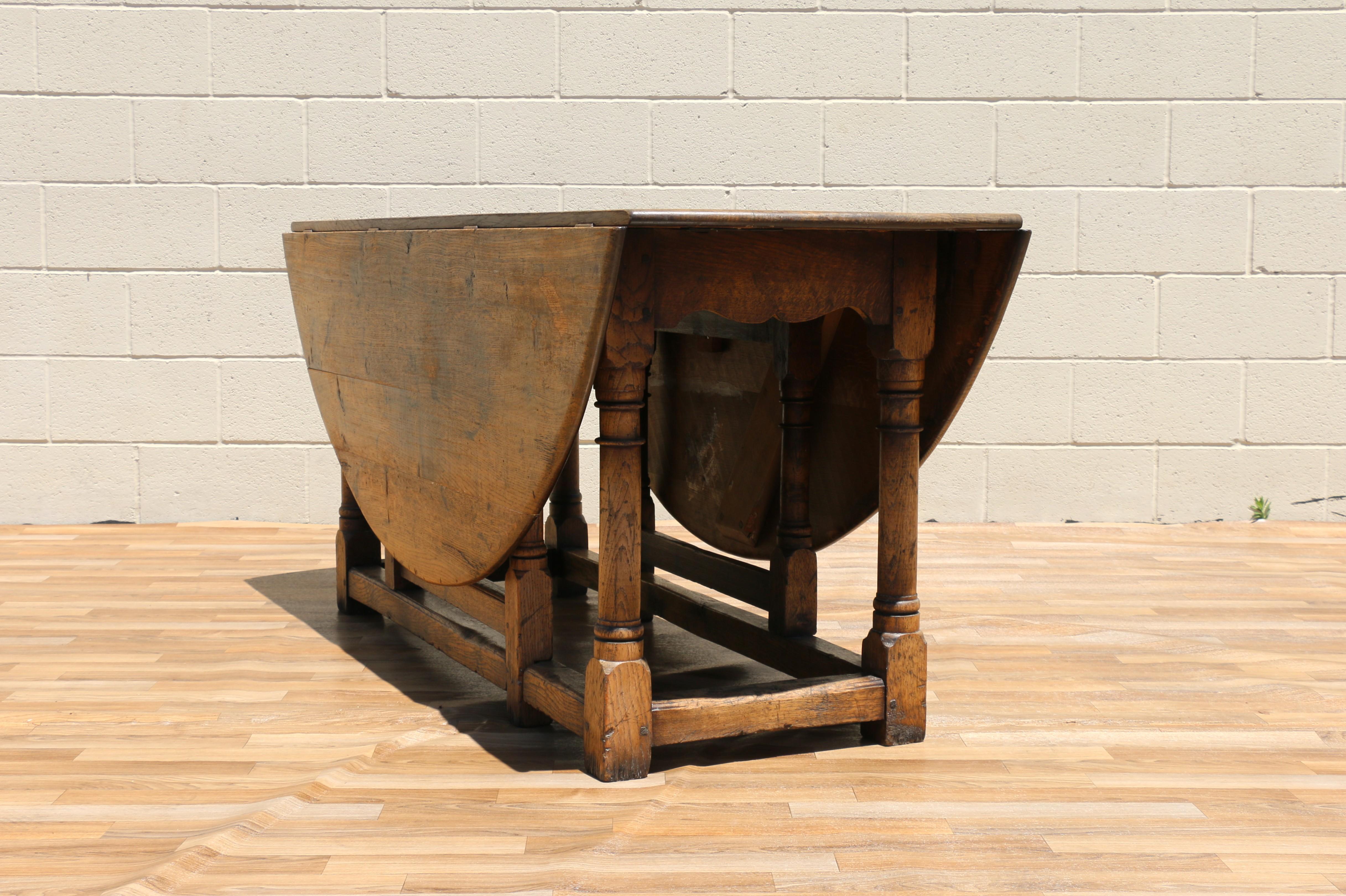 Country French Tiger Oak Drop-Leaf Gateleg Dining Table, Rustic ...