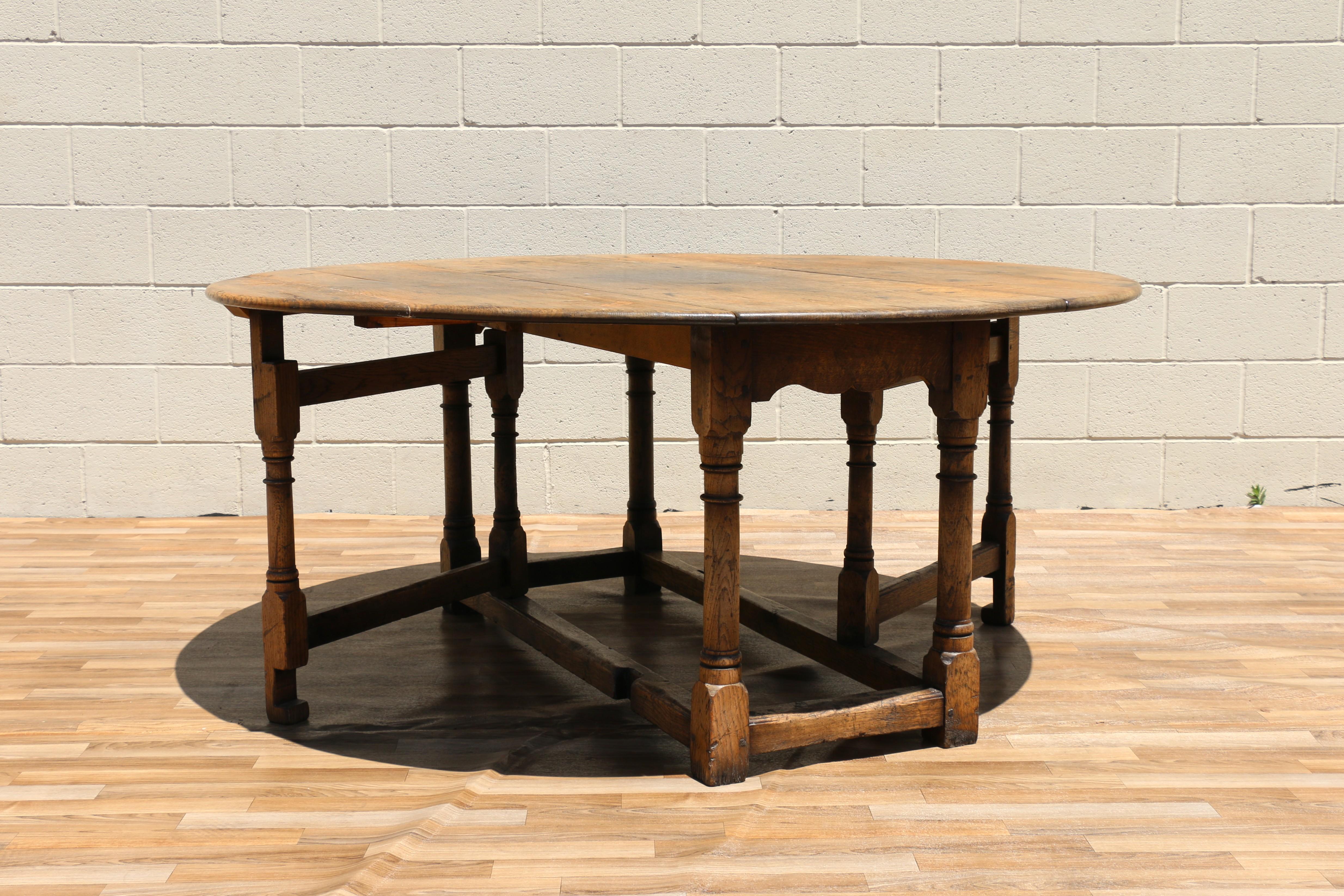 Country French Tiger Oak Drop-Leaf Gateleg Dining Table, Rustic ...