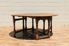 Country French Tiger Oak Drop-Leaf Gateleg Dining Table, Rustic Farmhouse