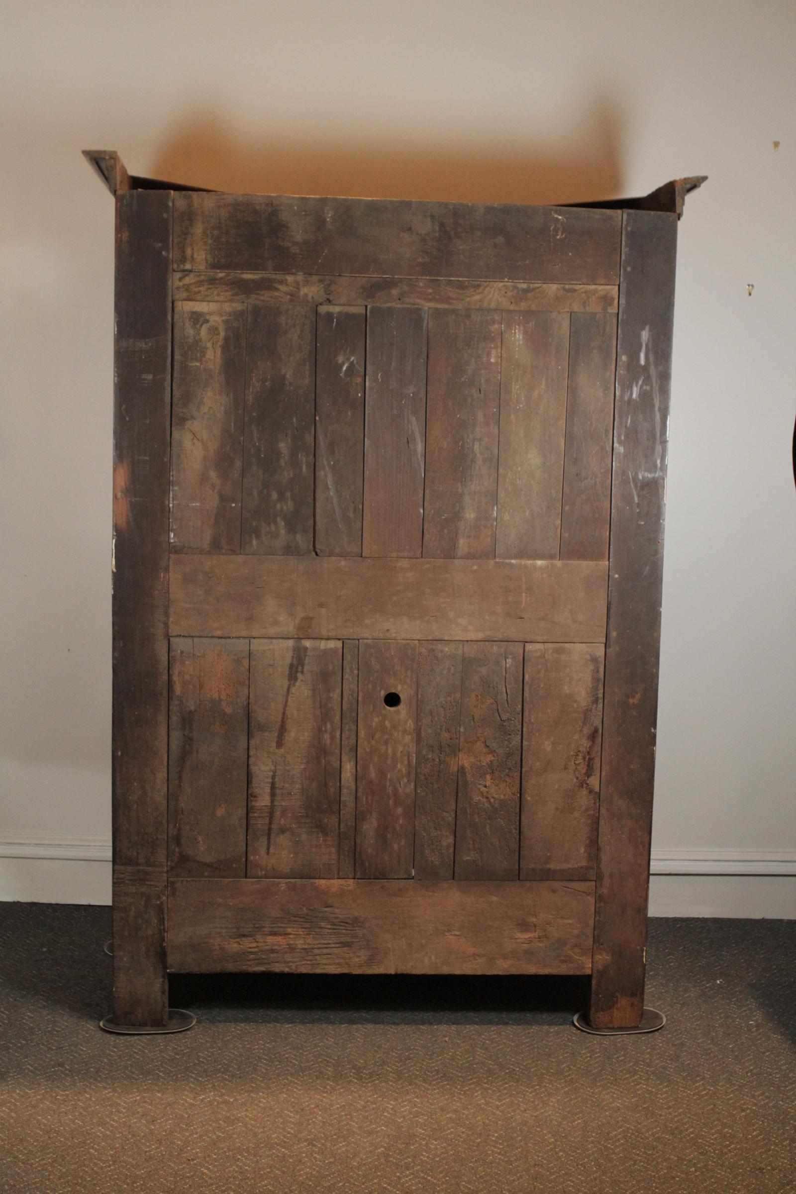 Country French Two-Door Armoire, All Hand Pegged Construction, circa 1800-1820 11