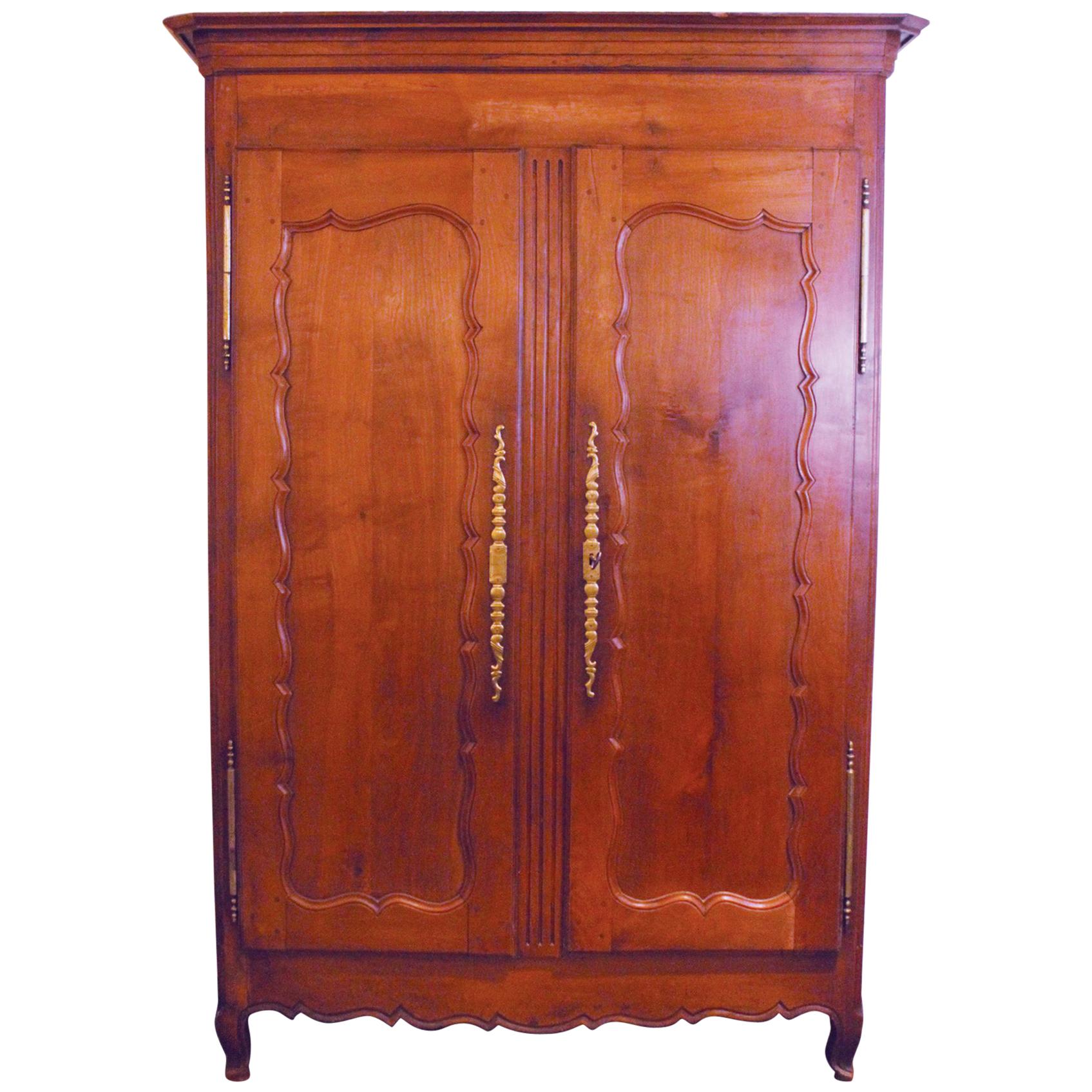 Country French Two-Door Armoire, All Hand Pegged Construction, circa 1800-1820