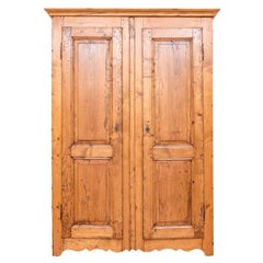 Antique Country French Two Part Pine ArmoireAntique