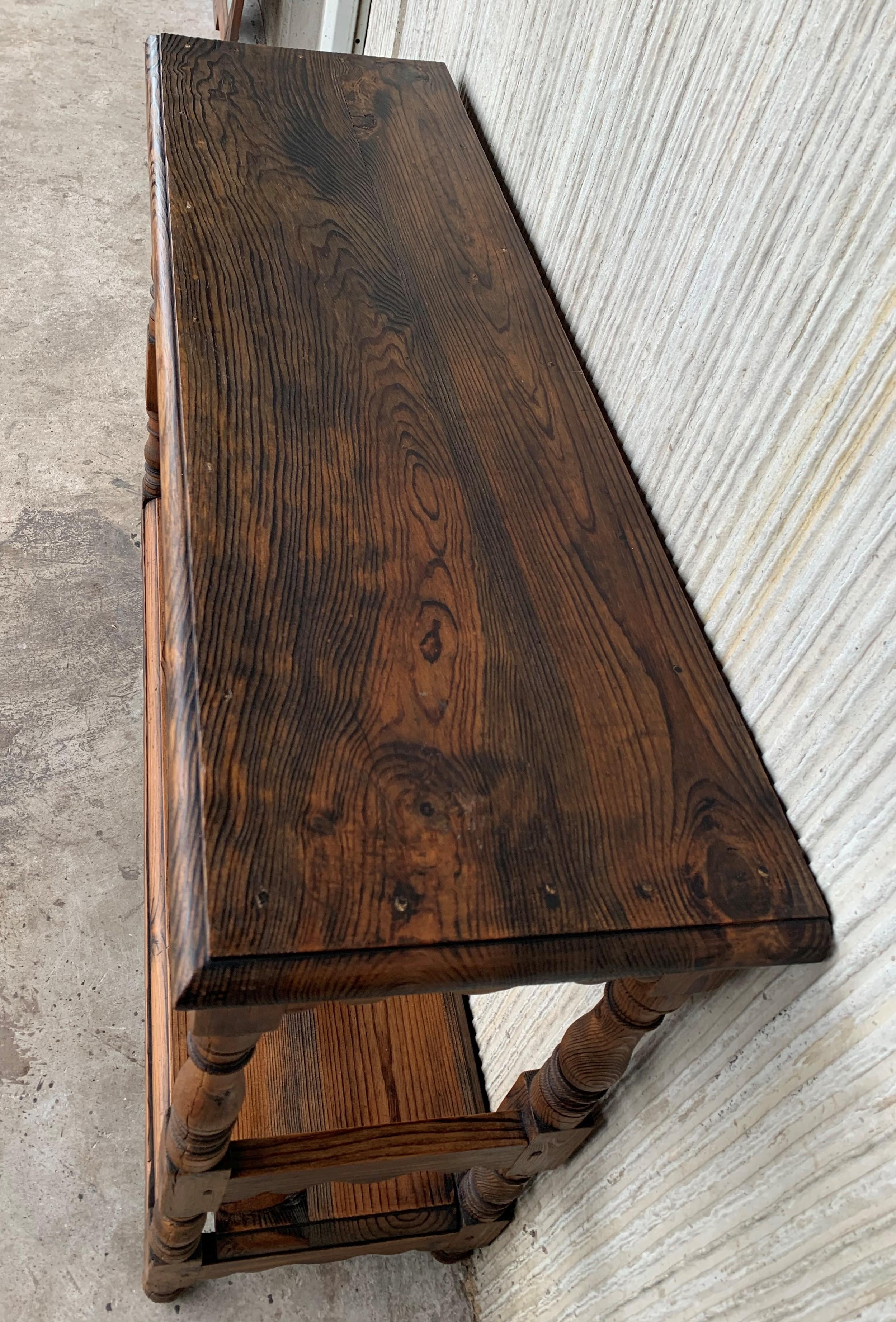 Country French Two-Tier Console Table in Old Pine 5