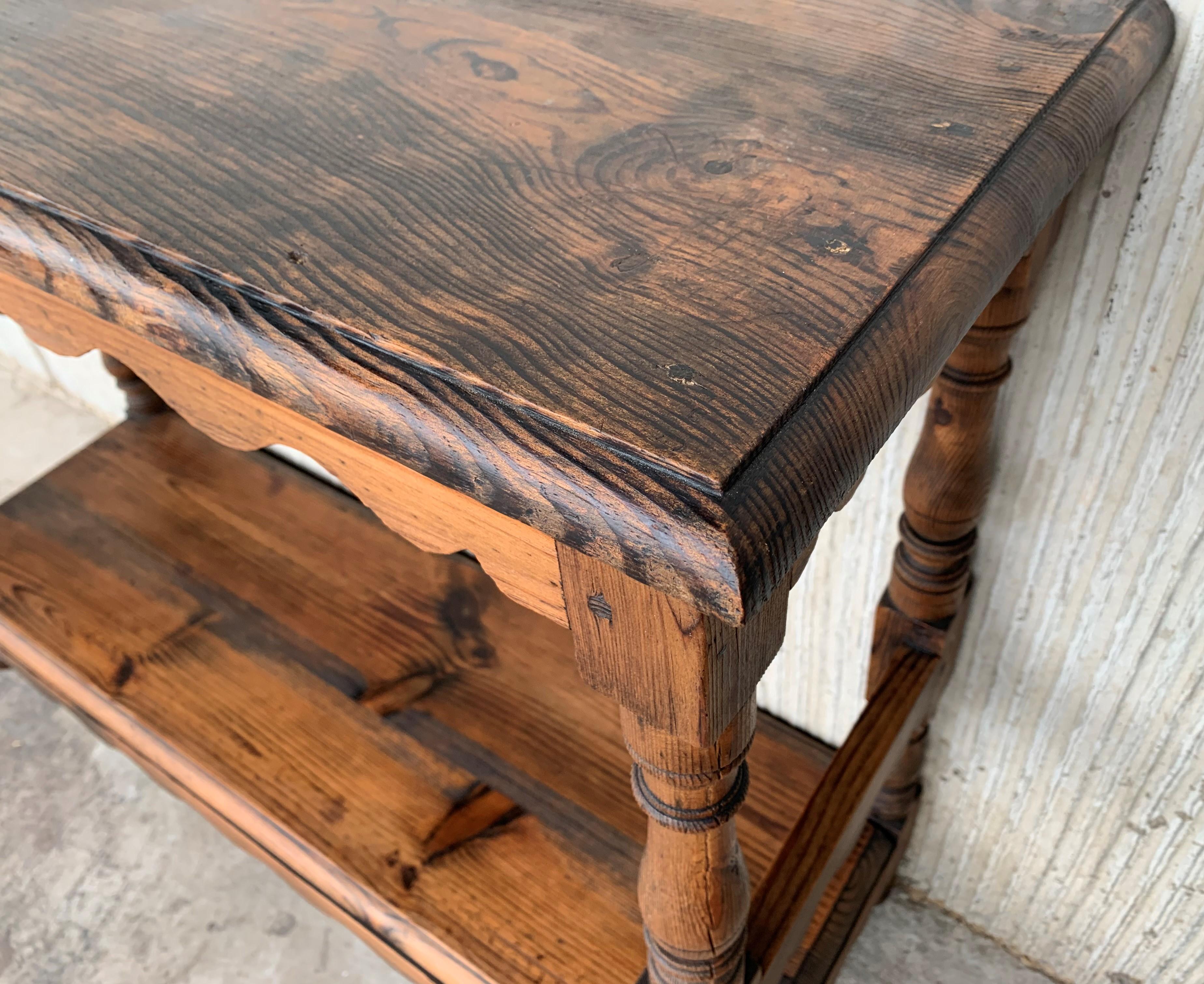 Country French Two-Tier Console Table in Old Pine 6