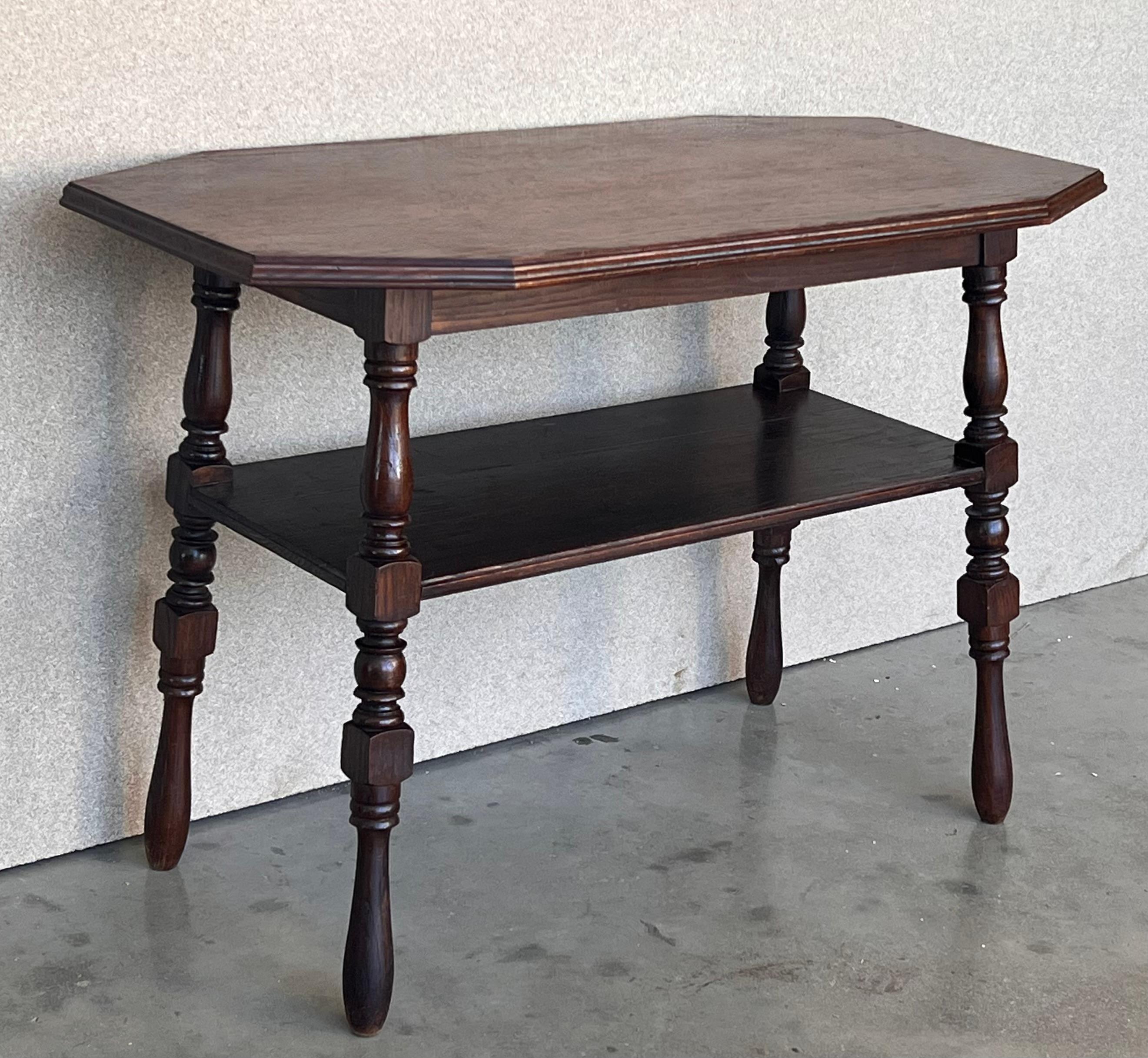 Country French Two-Tier Walnut Console Side Table  For Sale 4