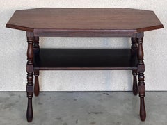 Country French Two-Tier Walnut Console Side Table