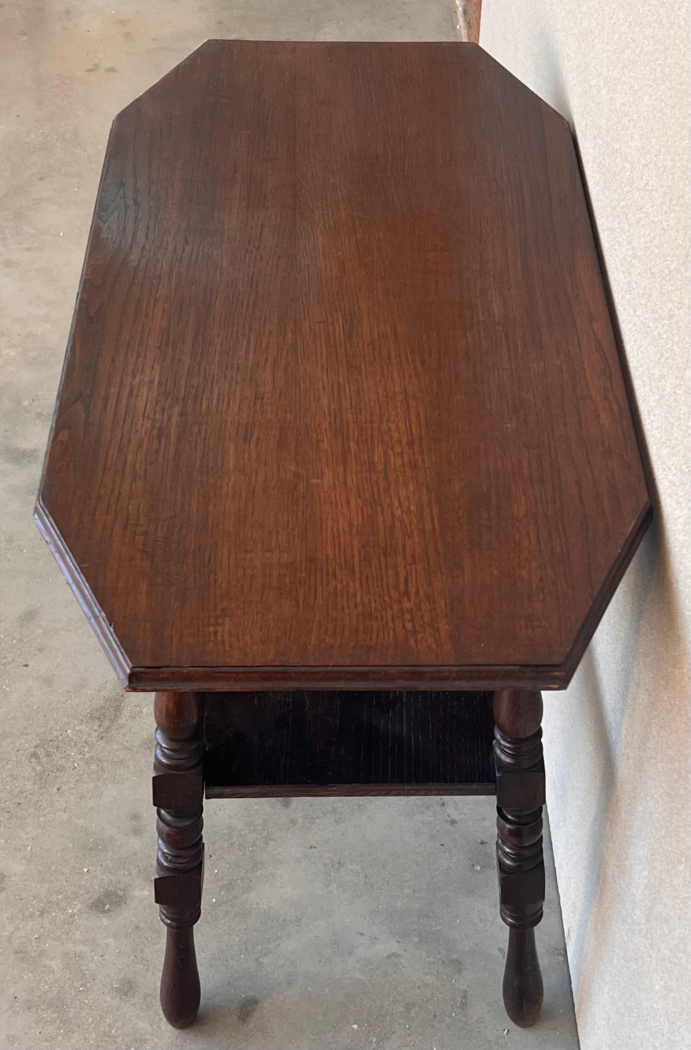 20th Century Country French Two-Tier Walnut Console Side Table  For Sale