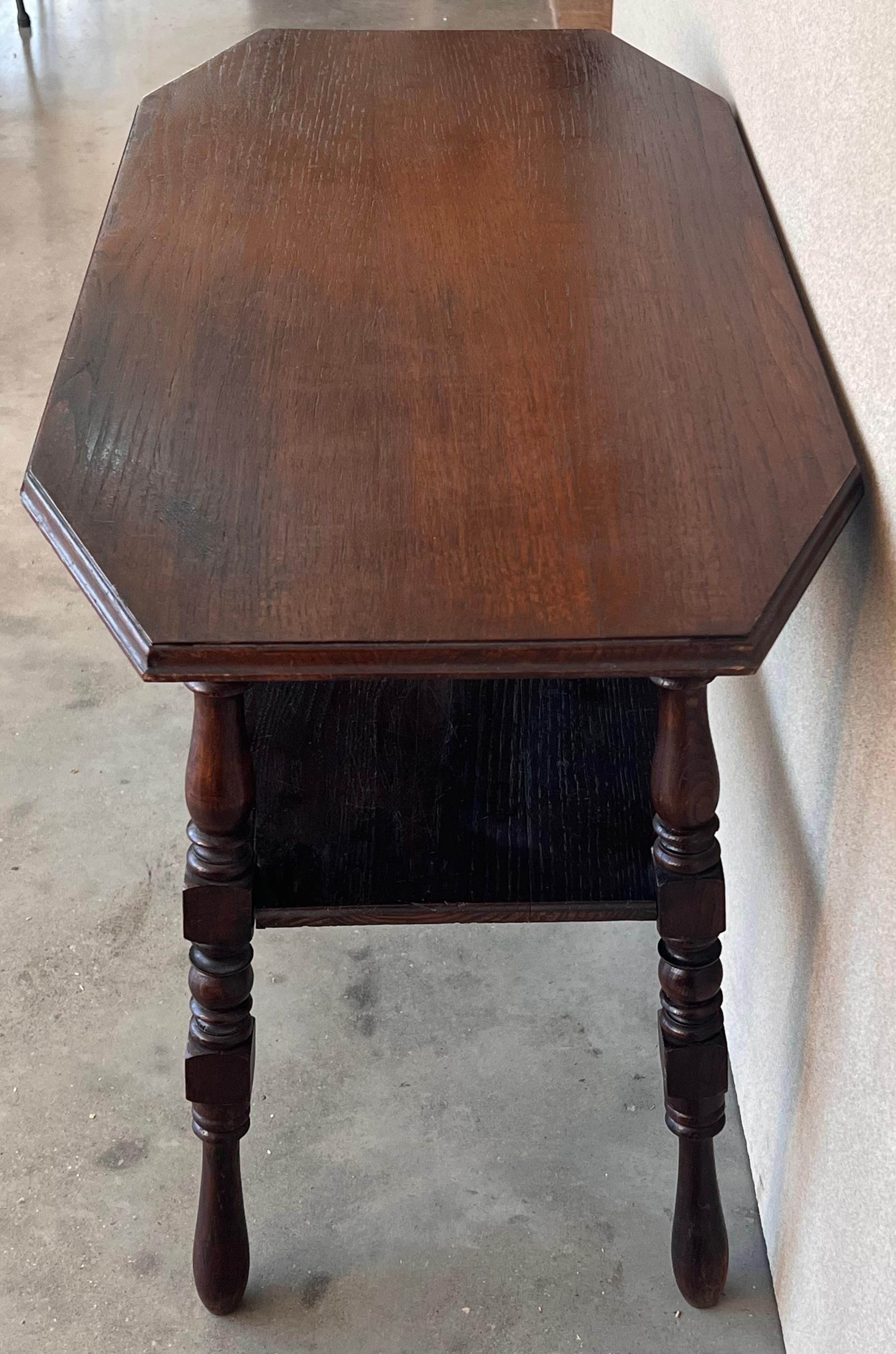 Pine Country French Two-Tier Walnut Console Side Table  For Sale