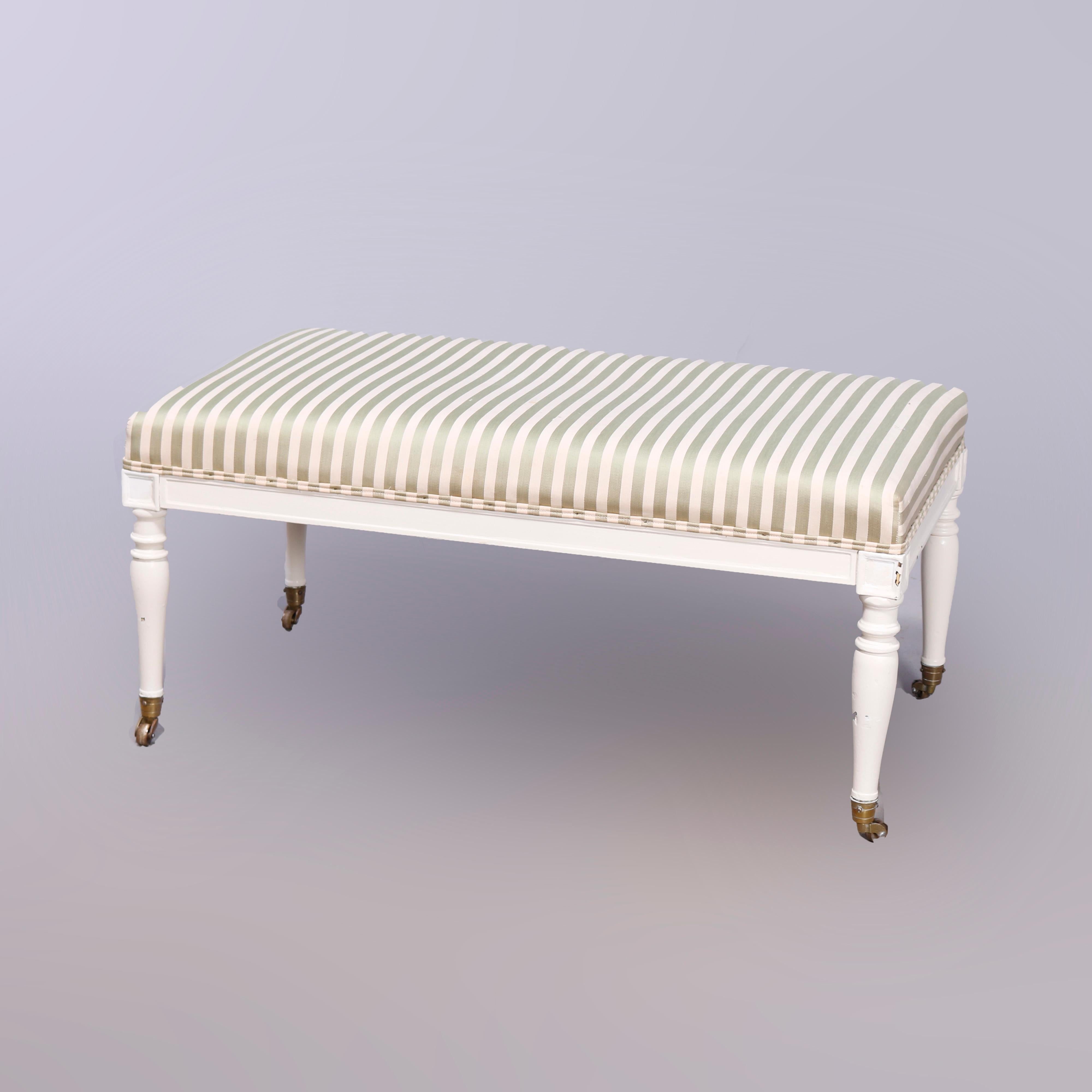 Painted Country French Upholstered Window Bench 20th C.