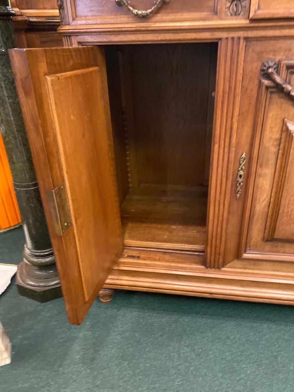 Country French Walnut and Marble Top Sideboard/Buffet For Sale 8