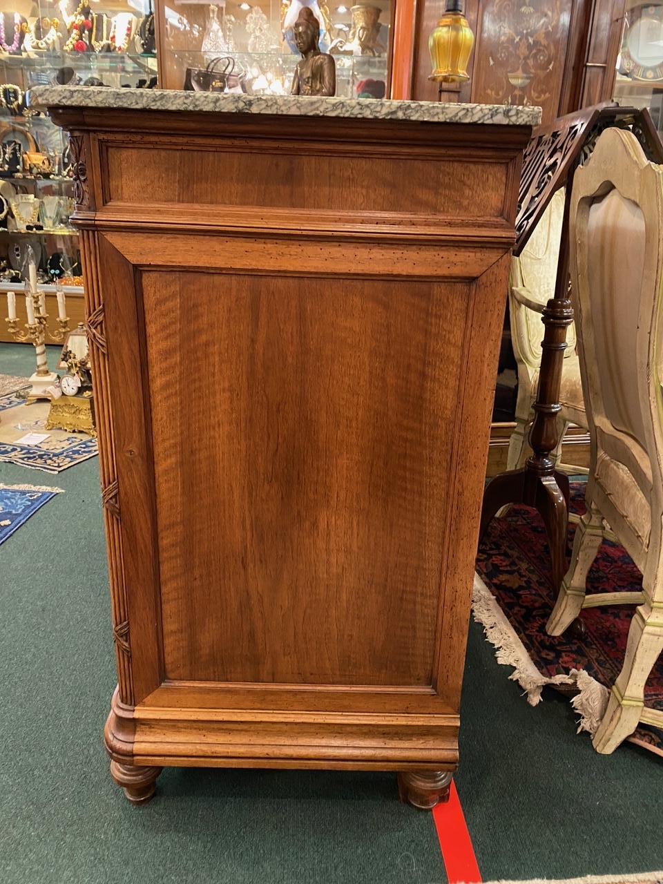 Country French Walnut and Marble Top Sideboard/Buffet For Sale 3