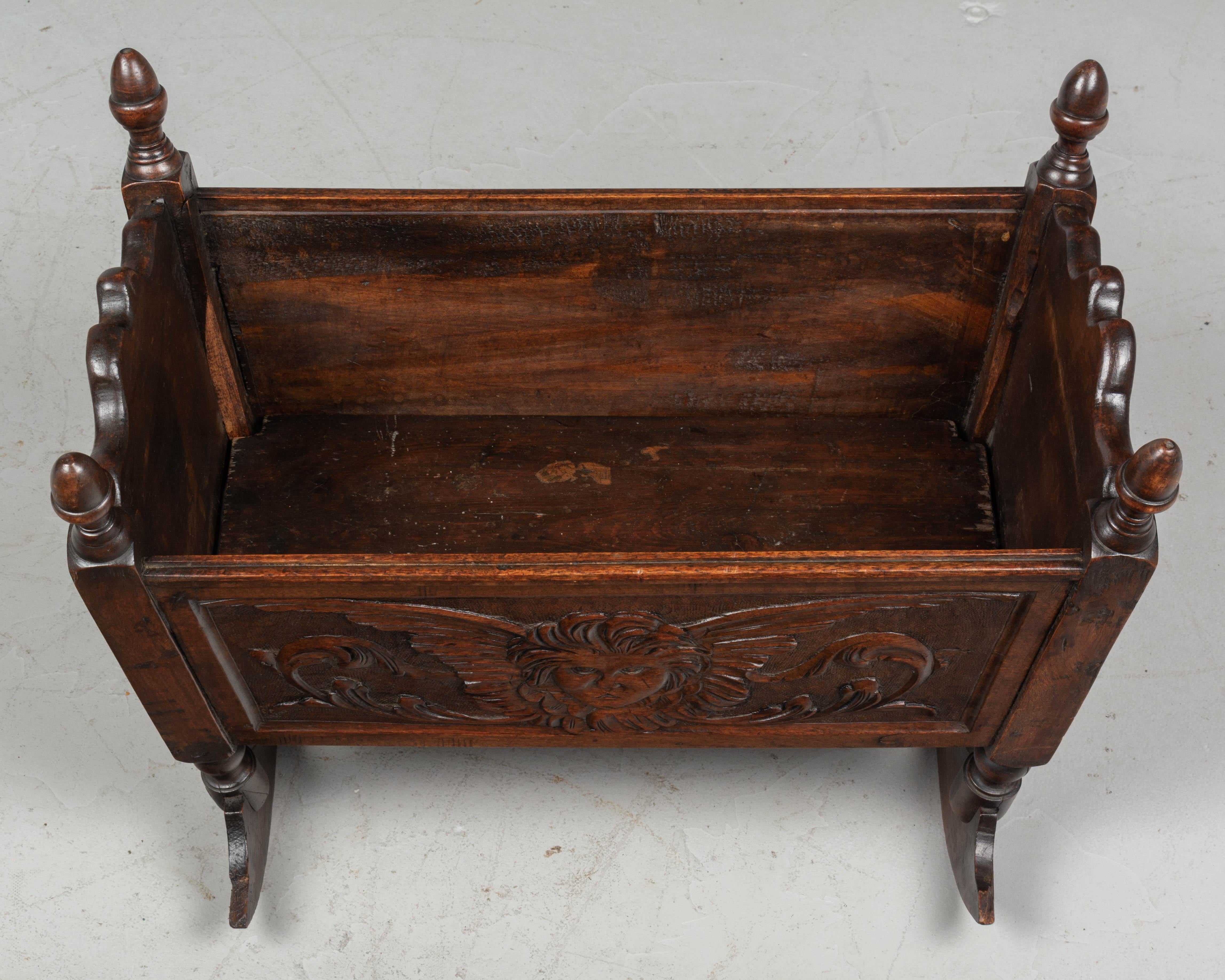 Country French Walnut Baby Cradle 1