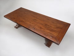 Country French Walnut Trestle Dining Table Unique Paraffin Finish by Quinta Fr.