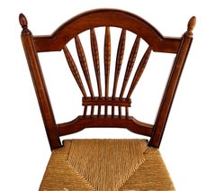Country French Wheat Sheaf Back Rush Seat Bar Stools Set of 2