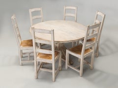 Country French White Washed Round Kitchen, Dining Table with (6) Matching Chairs