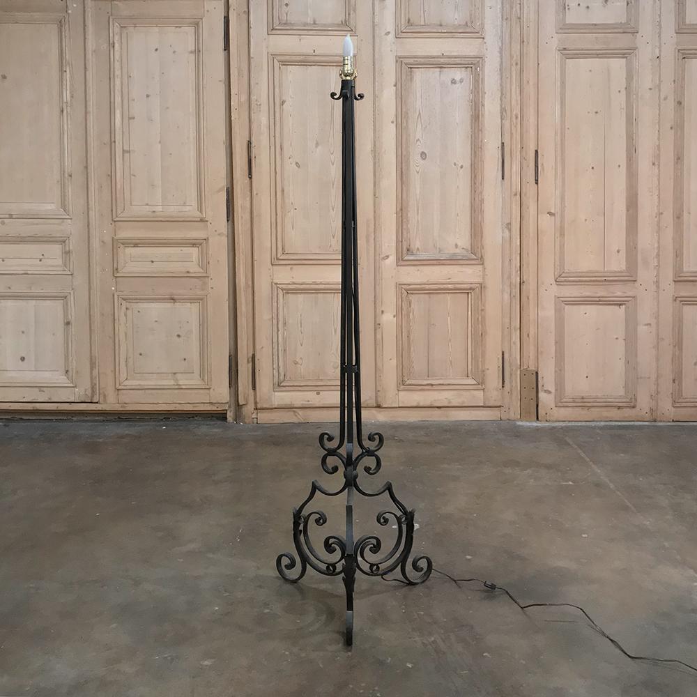 Country French Wrought Iron Floor Lamp For Sale 3