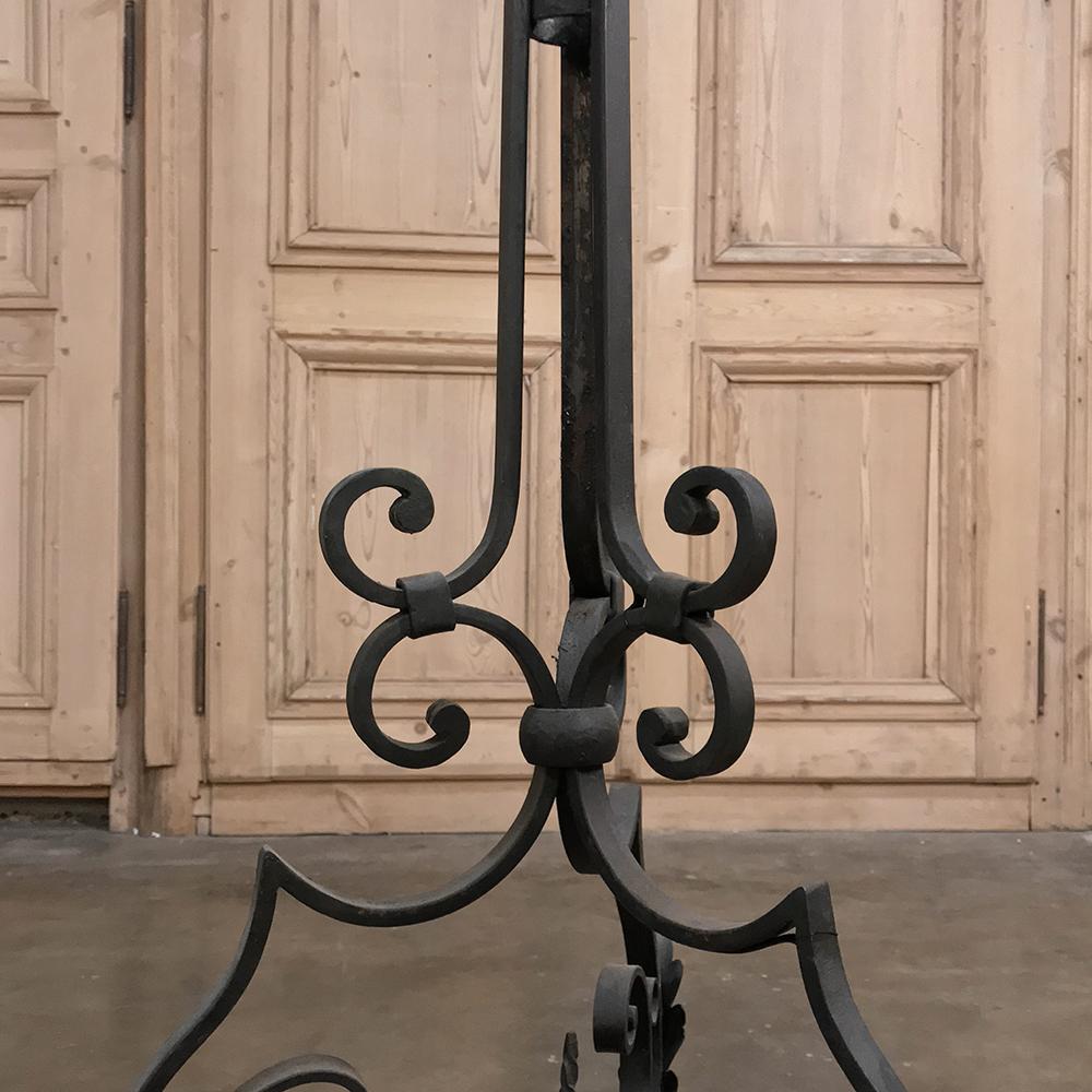 Hand-Crafted Country French Wrought Iron Floor Lamp For Sale