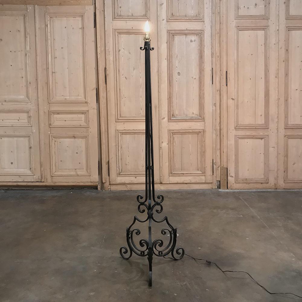 Country French Wrought Iron Floor Lamp For Sale 1