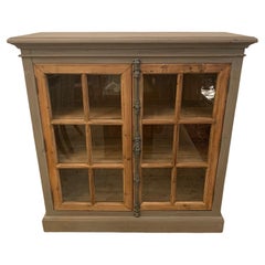 Country Fresh Painted Pine Cabinet with Glass Doors