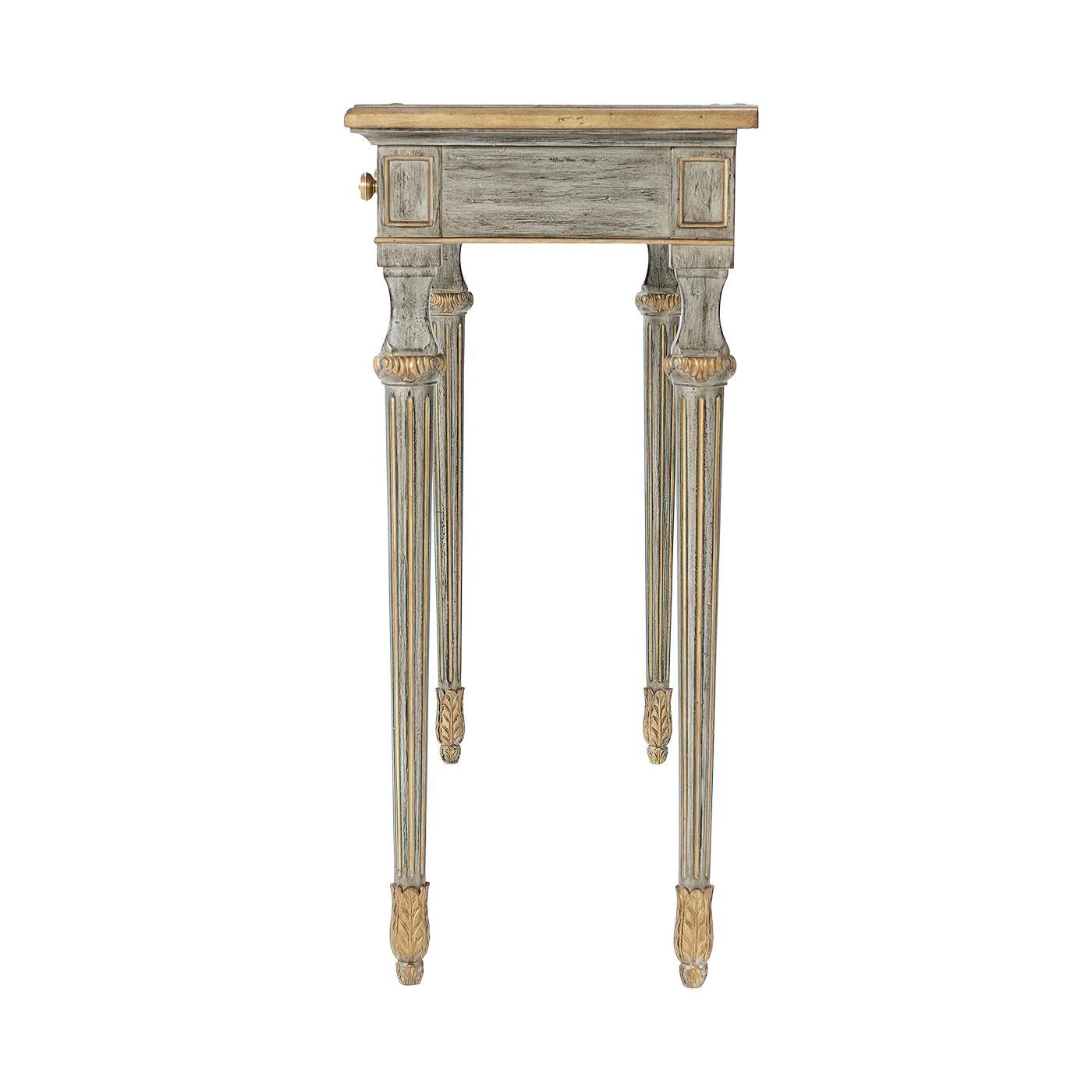 Neoclassical Country Grey Painted Console Table For Sale