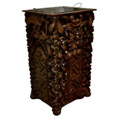 Antique Country House Carved Gothic Oak Umbrella Stand