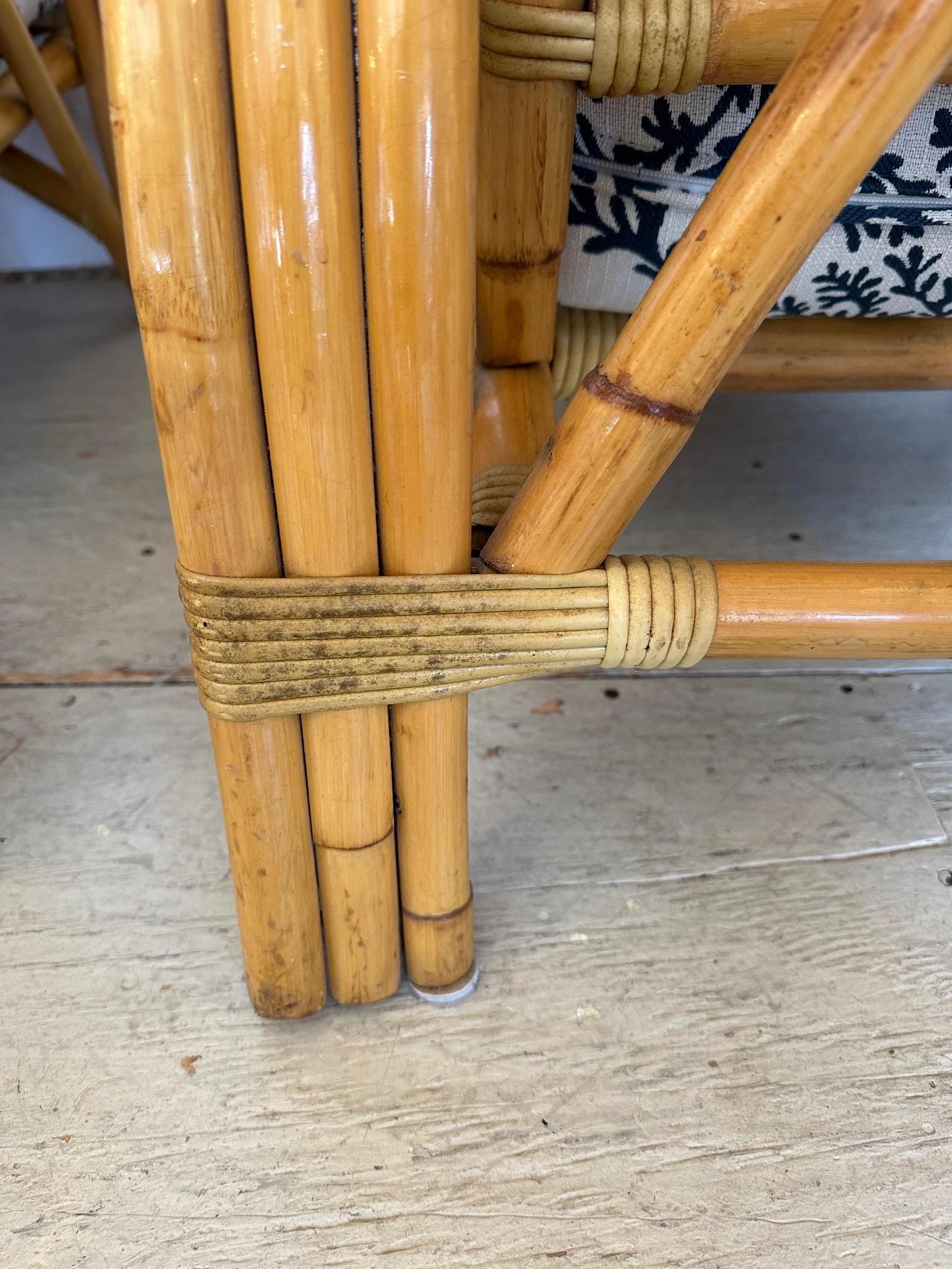 Country House Chic Vintage Bamboo Club Chairs or Loveseat with New Upholstery 6