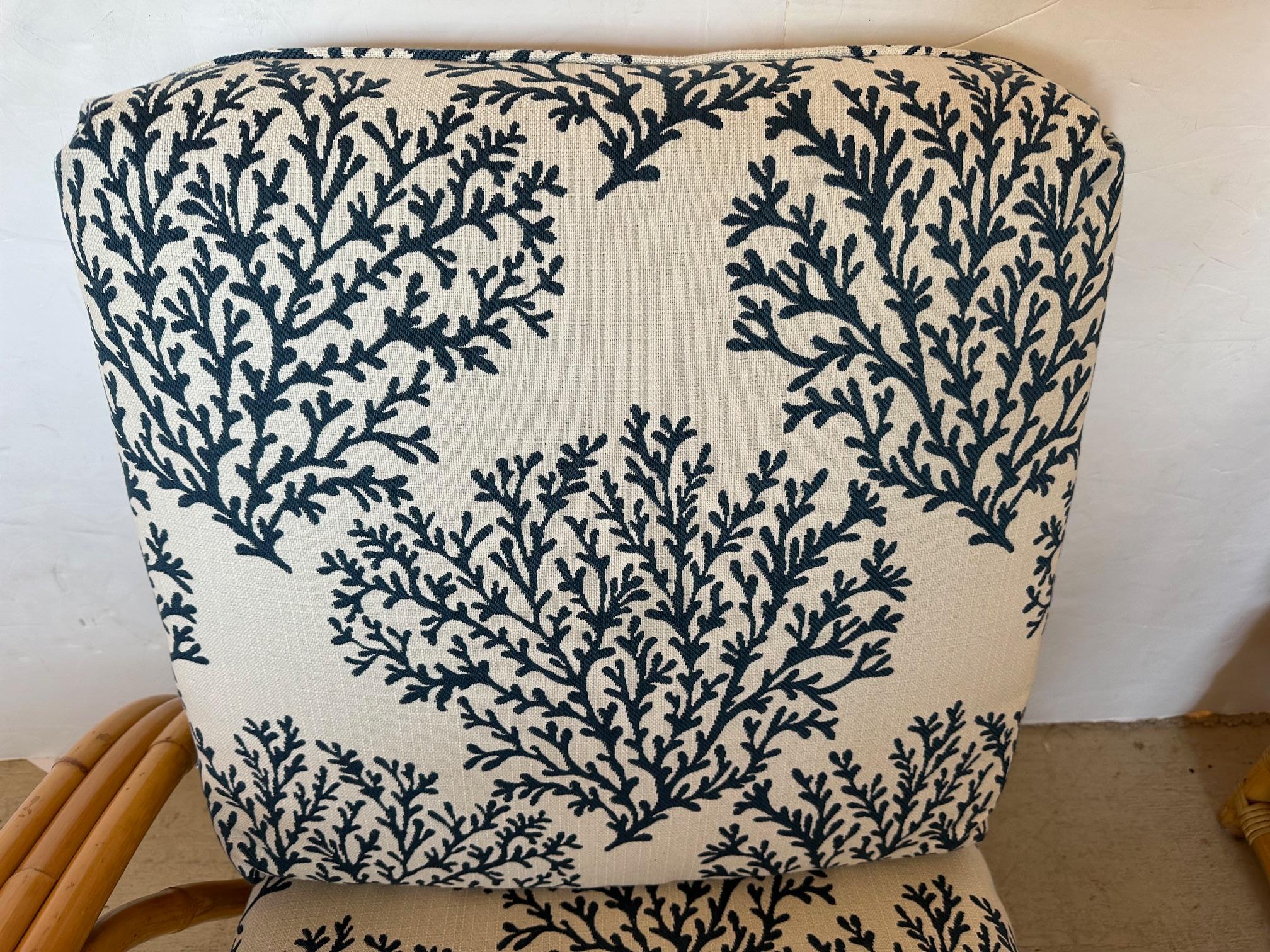Mid-20th Century Country House Chic Vintage Bamboo Club Chairs or Loveseat with New Upholstery