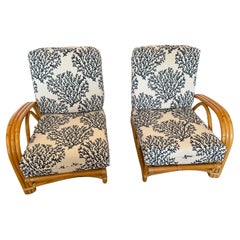 Country House Chic Vintage Bamboo Club Chairs or Loveseat with New Upholstery