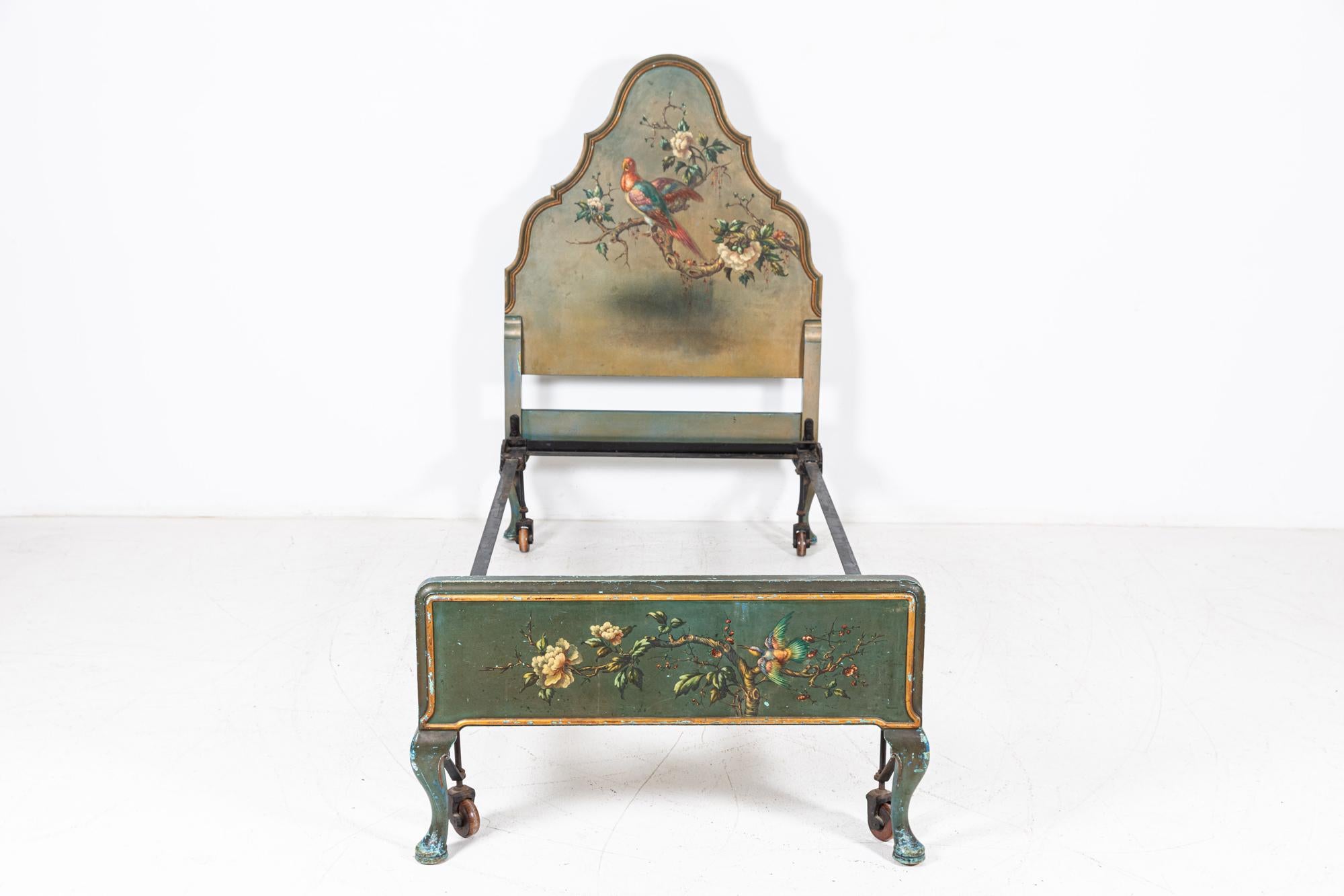 British Country House Hand Painted Single Bedstead For Sale