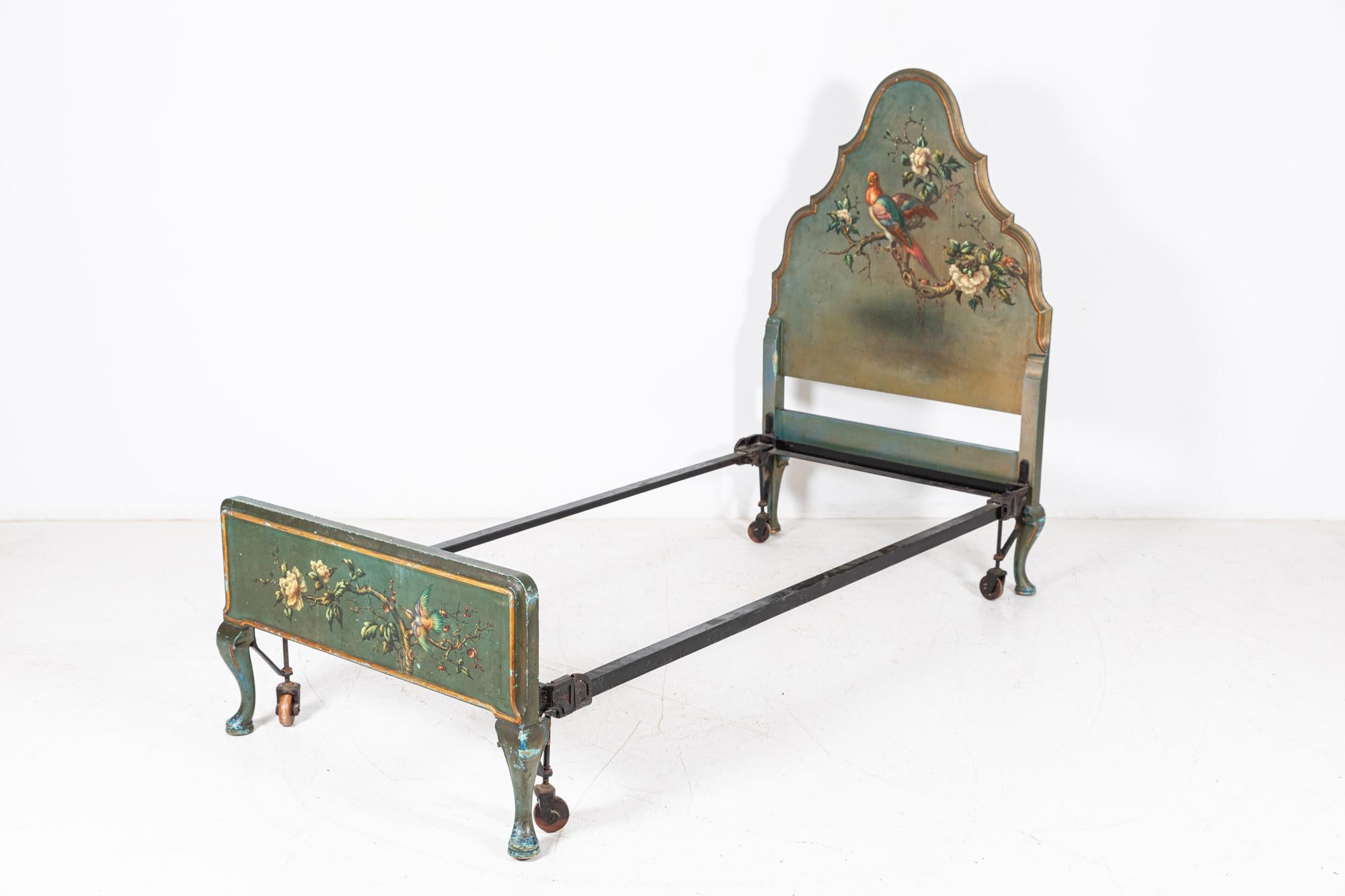 Early 20th Century Country House Hand Painted Single Bedstead For Sale