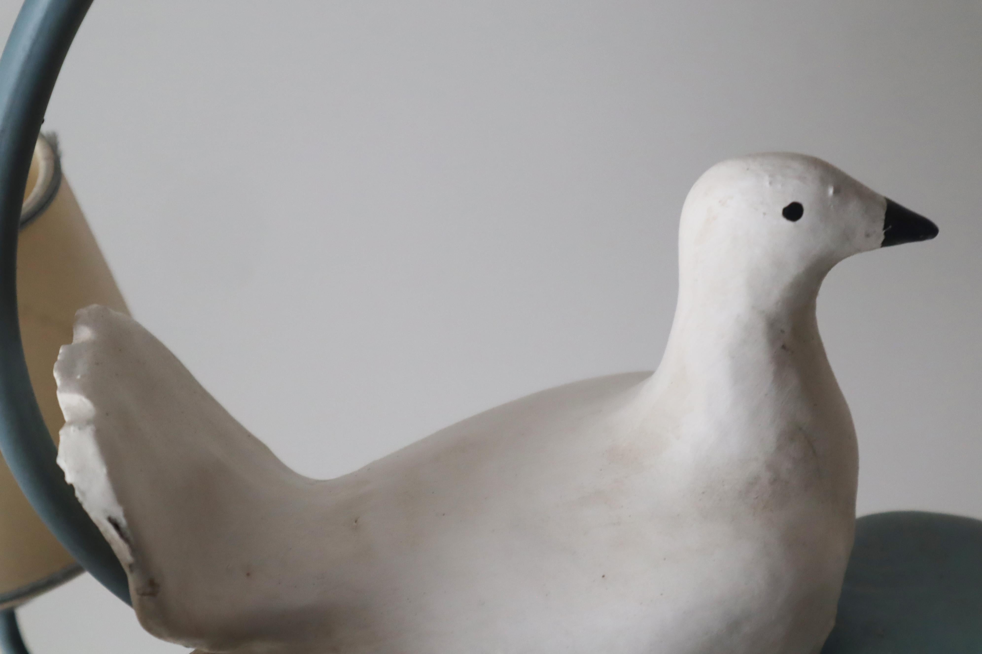 Hängeleuchte Lovebirds im Landhausstil mit weißen Tauben, Italien 1980er Jahre 11